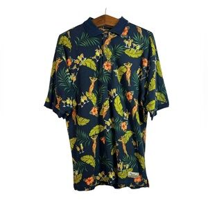 Tommy Bahama Mens Blue Hawaiian Drinks Hula Girl Vacation Polo Shirt Size M
